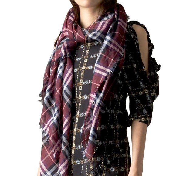 Burberry London Unisex Plaid Wool Shawl Scarf - Picture 1 of 5